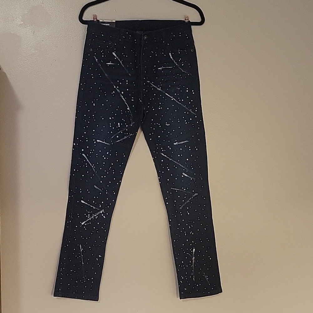 Quad Seven Boys' Jeans With Paint Blue & White Dots, Size: 16, NWT